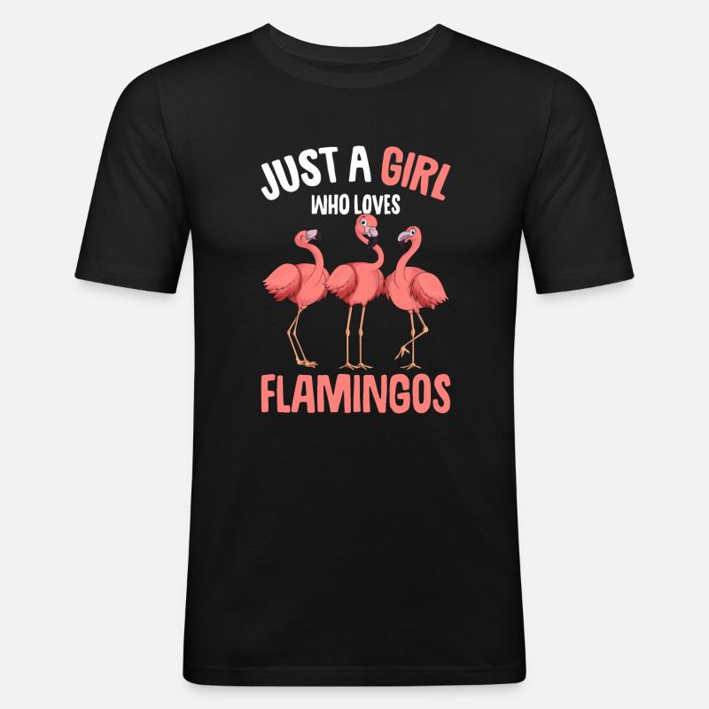 Flamingo Mädchen - Männer Slim Fit T-Shirt - Schwarz
