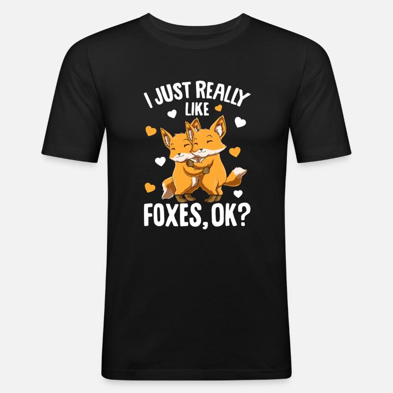 Fuchs Kinder - Männer Slim Fit T-Shirt - Schwarz