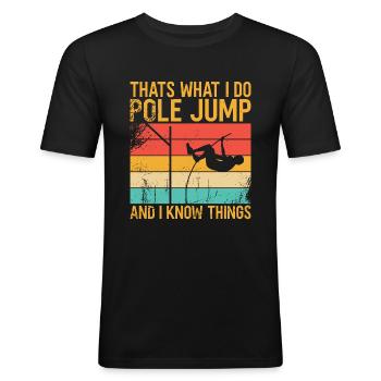 Saut à la perche - T-shirt près du corps Homme - noir - Devant - Nik (191cm)