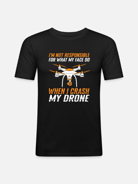 Drone Pilot Quadcopter FPV - Männer Slim Fit T-Shirt - Schwarz