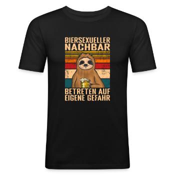 Biertrinker Biersexueller Nachbar - Männer Slim Fit T-Shirt - Schwarz - Vorne - Nik (191cm)