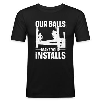 Stahlarbeiter Bauarbeiter - Männer Slim Fit T-Shirt - Schwarz - Vorne - Nik (191cm)