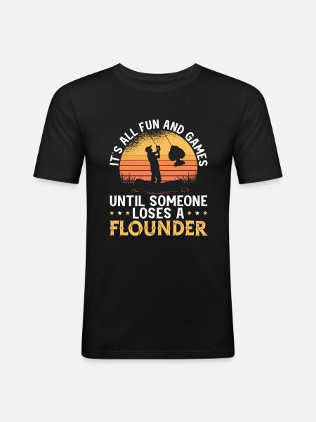 Flunder Fishing Fischfänger Sommerflunder - Männer Slim Fit T-Shirt - Schwarz