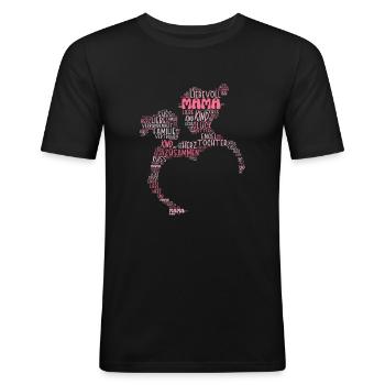 Partnerlook Mutter Tochter Familie Mama Tochter - Männer Slim Fit T-Shirt - Schwarz - Vorne - Nik (191cm)