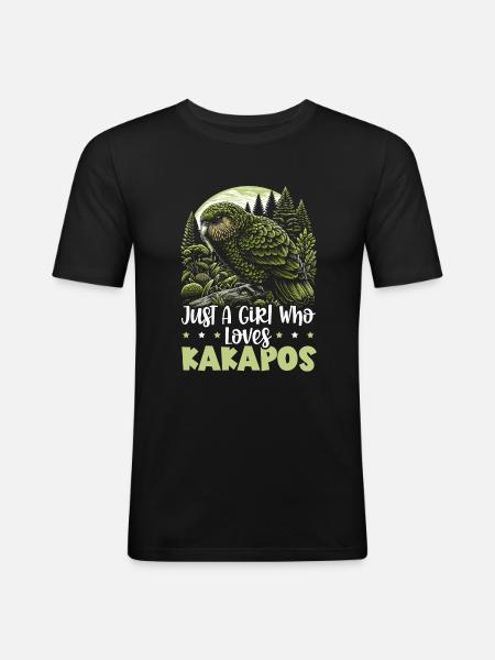 Kakapo Lover New Zealand Owl Parrot Bird - Men's Slim Fit T-Shirt - black