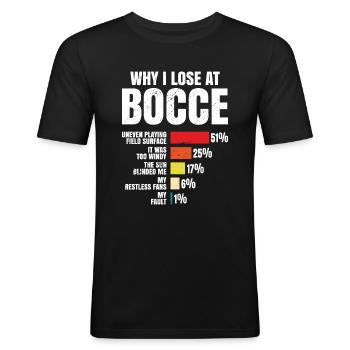 Boule Pétanque - T-shirt près du corps Homme - noir - Devant - Nik (191cm)