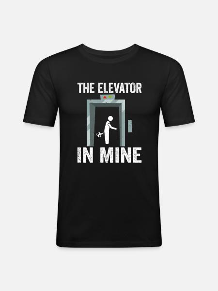 Farting Elevator - Männer Slim Fit T-Shirt - Schwarz