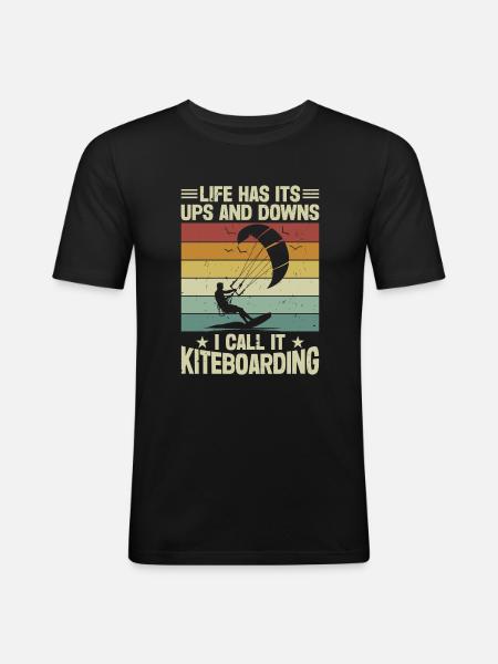 Kiteboarding Kitesurf - Männer Slim Fit T-Shirt - Schwarz