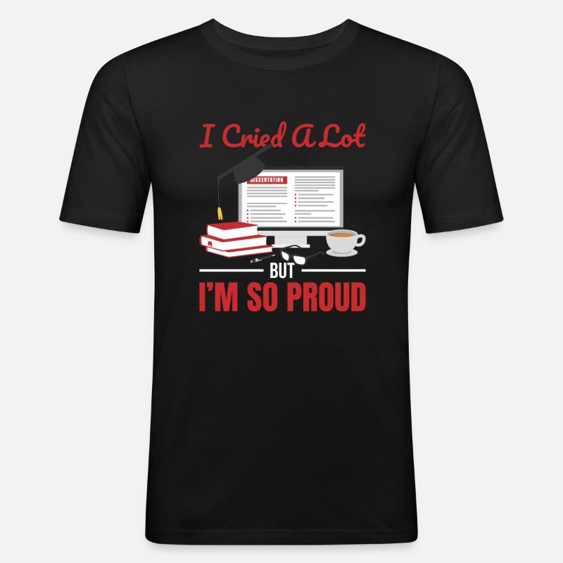 Dissertation defended - Männer Slim Fit T-Shirt - Schwarz