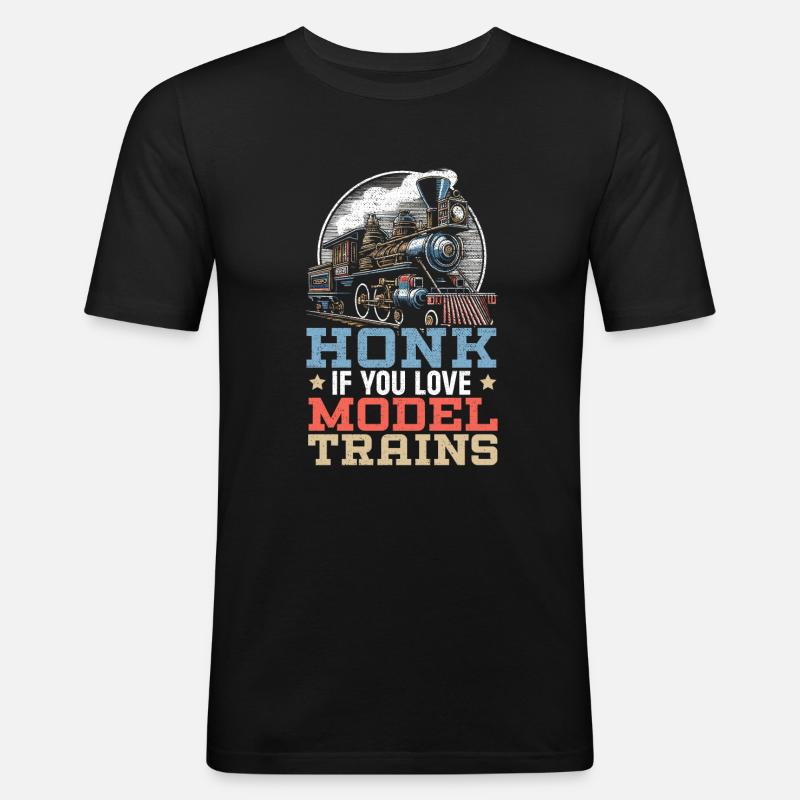 Chemin de fer miniature - T-shirt près du corps Homme - noir