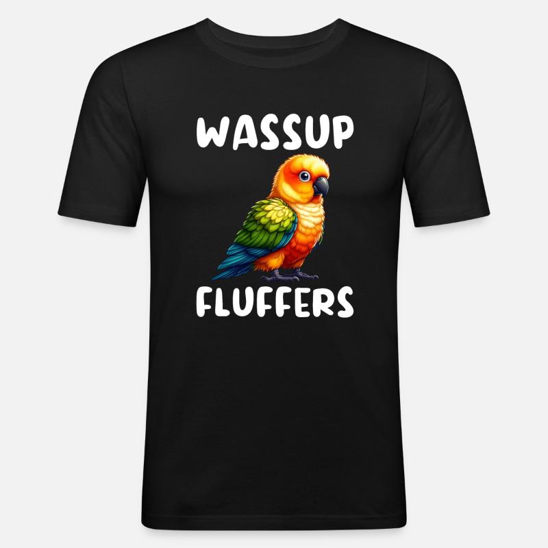 Sun conure - Männer Slim Fit T-Shirt - Schwarz
