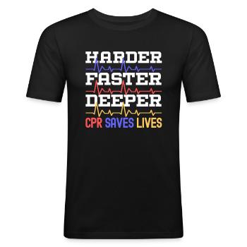 Ersthelfer Notfallrettung Notfallsanitäter - Männer Slim Fit T-Shirt - Schwarz - Vorne - Nik (191cm)