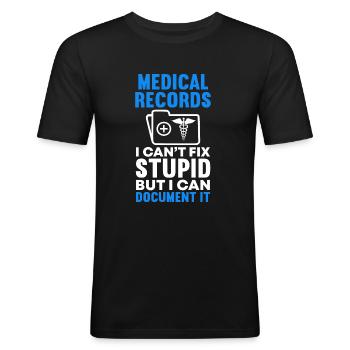 Dossiers médicaux - T-shirt près du corps Homme - noir - Devant - Nik (191cm)