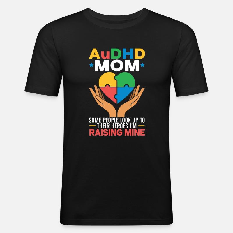Audhd Behinderung er Autismus Adhs - Männer Slim Fit T-Shirt - Schwarz