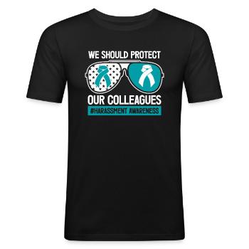 Harcèlement sexuel au travail - T-shirt près du corps Homme - noir - Devant - Nik (191cm)