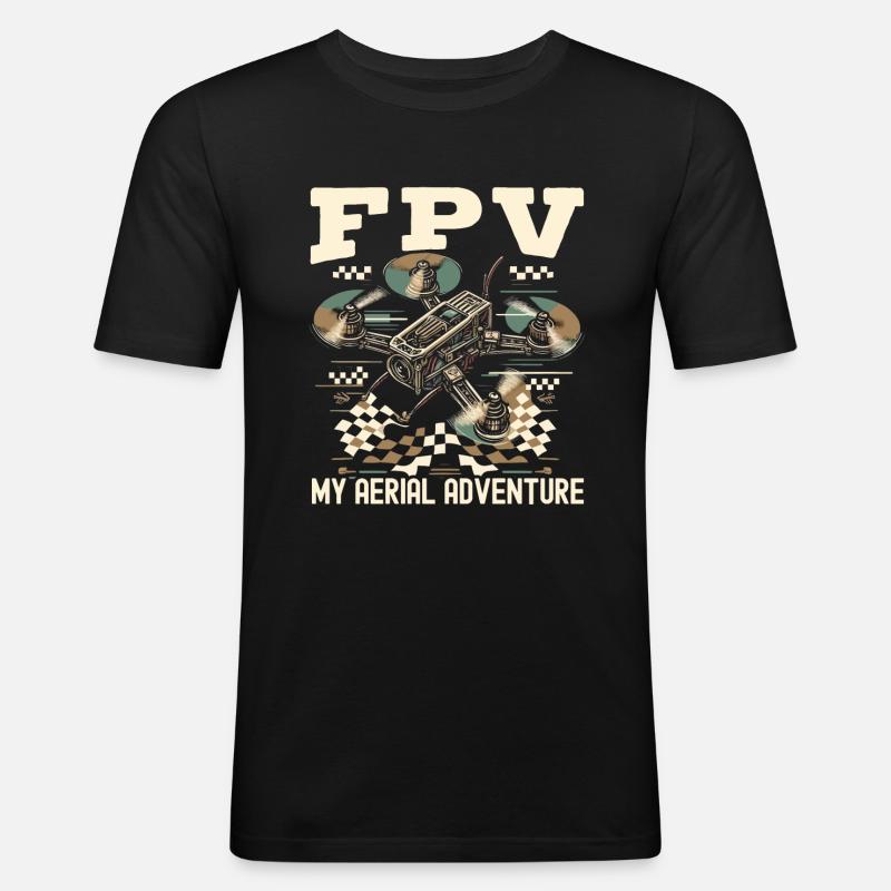 fpv drone pilot - Men's Slim Fit T-Shirt - black