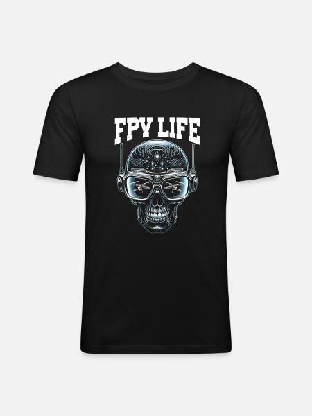 Pilote de drone FPV, télécommande - T-shirt près du corps Homme - noir