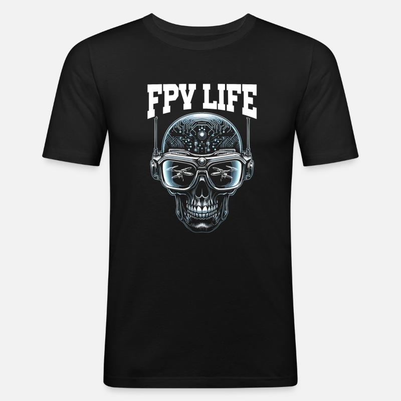 Pilote de drone FPV, télécommande - T-shirt près du corps Homme - noir