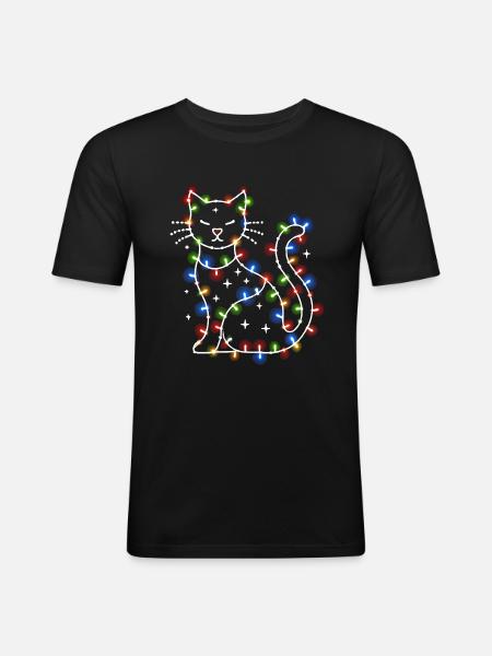 Cat Christmas Holiday Time - Men's Slim Fit T-Shirt - black