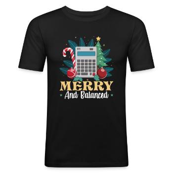 Grappig Accountant Santa Claus Controller - Mannen slim fit T-shirt - zwart - Voor - Nik (191cm)