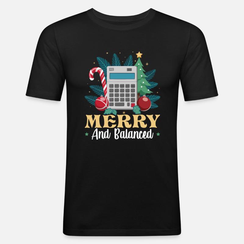 Lustiger Buchhalter Weihnachtsmann Controller - Männer Slim Fit T-Shirt - Schwarz