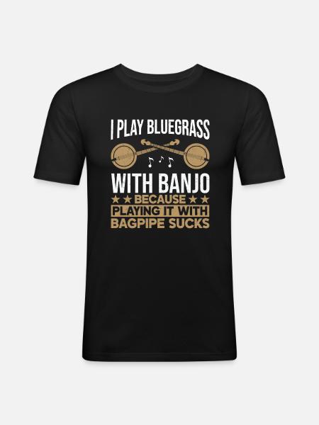 Bluegrass Banjo - Männer Slim Fit T-Shirt - Schwarz
