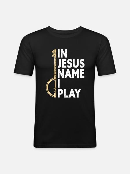 Bluegrass Banjo - Männer Slim Fit T-Shirt - Schwarz