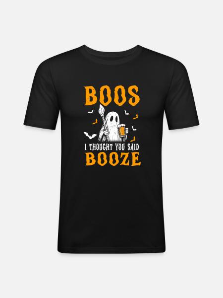 Cute Ghost halloween - Männer Slim Fit T-Shirt - Schwarz