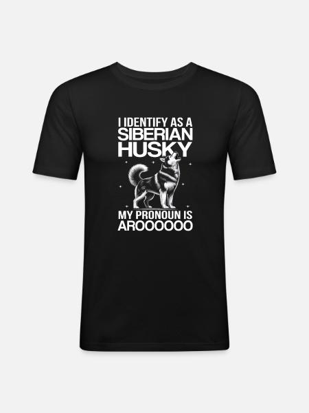 Siberian Husky - Männer Slim Fit T-Shirt - Schwarz