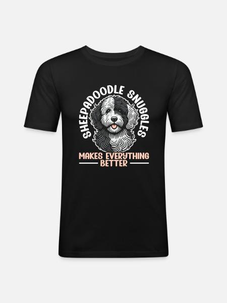 Chien Sheepadoodle mignon - T-shirt près du corps Homme - noir