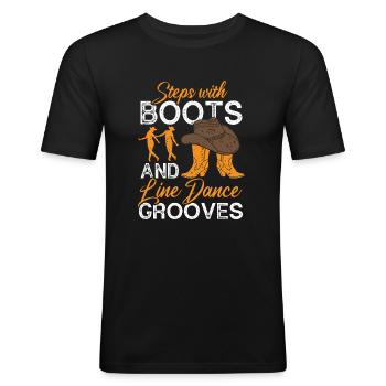 Line Dancing Line Dance - Men's Slim Fit T-Shirt - black - Front - Nik (191cm)