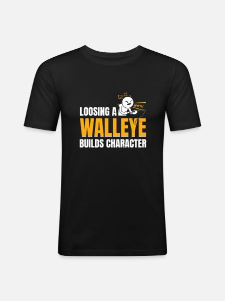 Walleye Fishing - Männer Slim Fit T-Shirt - Schwarz