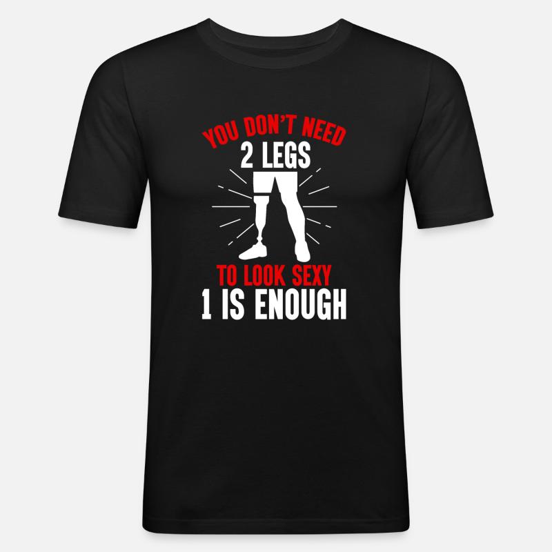 Amputation d’une jambe - T-shirt près du corps Homme - noir