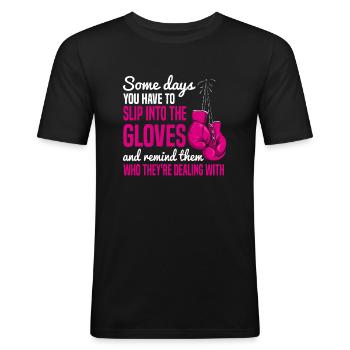 Boxer femmes boxe fille - T-shirt près du corps Homme - noir - Devant - Nik (191cm)