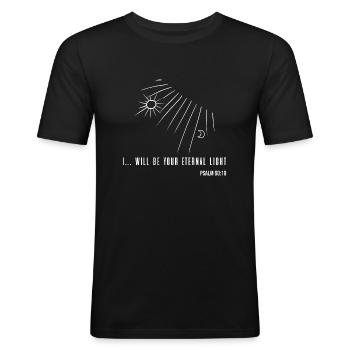 Bible verse - Christian - Men's Slim Fit T-Shirt - black - Front - Nik (191cm)
