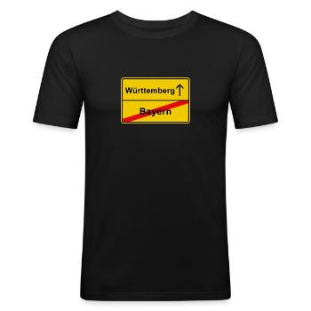 Württemberg Schwaben Ortsschild anti Bayern - Männer Slim Fit T-Shirt - Schwarz - Vorne - Nik (191cm)