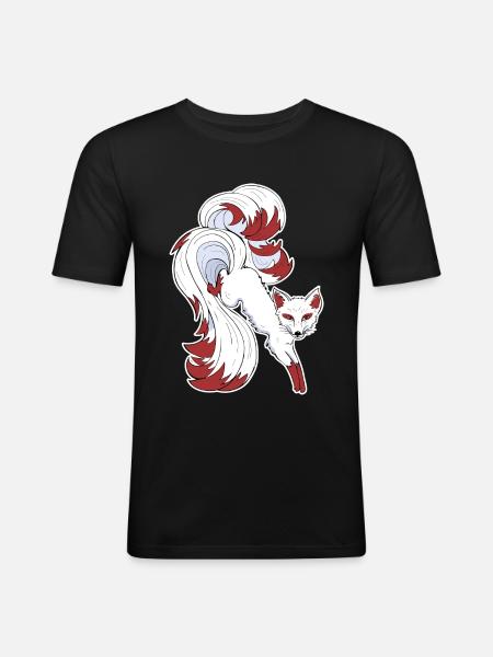 Nine-tailed fox - Men's Slim Fit T-Shirt - black