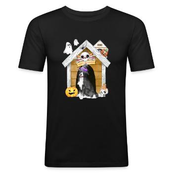 Halloween Border Collie Dog Witch - Men's Slim Fit T-Shirt - black - Front - Nik (191cm)