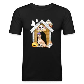 Halloween Labrador Retriever Dog Witch - Men's Slim Fit T-Shirt - black - Front - Nik (191cm)