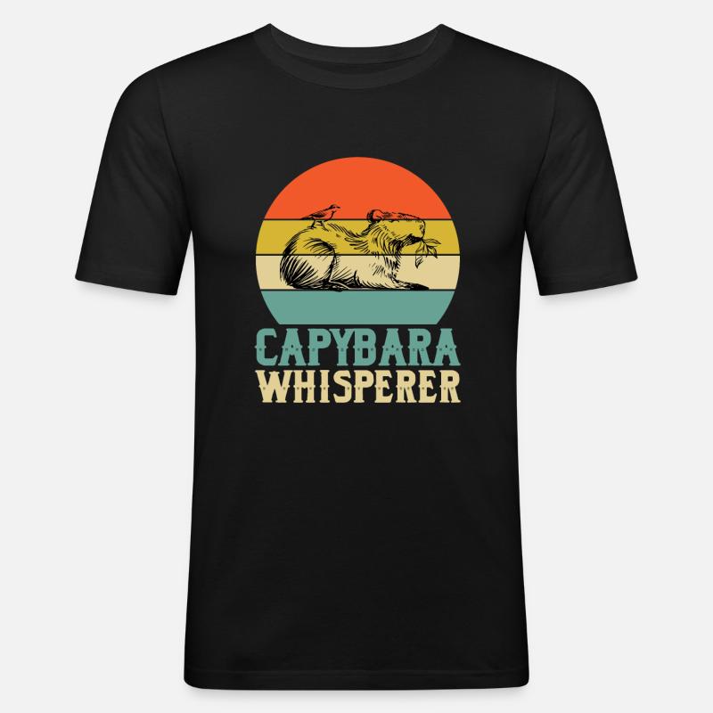 Capybara Flüsterer - Männer Slim Fit T-Shirt - Schwarz