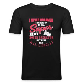 Cool Bulldozer Driver Cadeau - T-shirt près du corps Homme - noir - Devant - Nik (191cm)