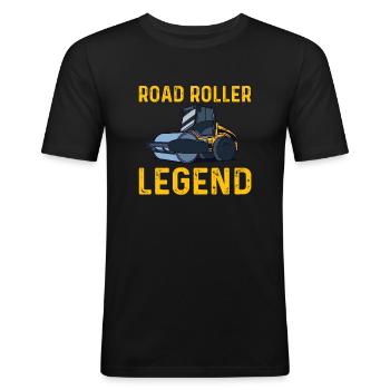 Walze Legende Strassenbauer - Männer Slim Fit T-Shirt - Schwarz - Vorne - Nik (191cm)