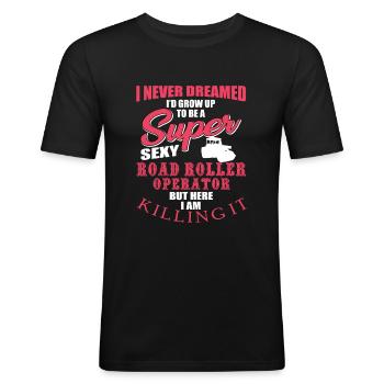 Lustiges Walzen Design - Männer Slim Fit T-Shirt - Schwarz - Vorne - Nik (191cm)