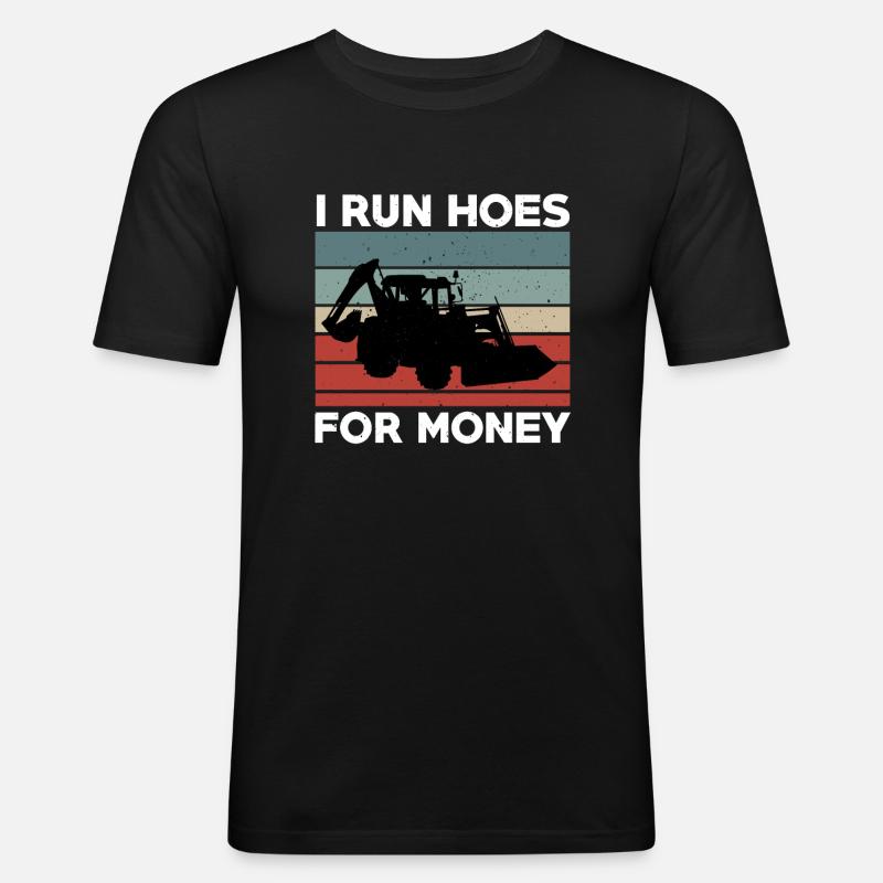 Funny Backhoe Loader Design - Men's Slim Fit T-Shirt - black