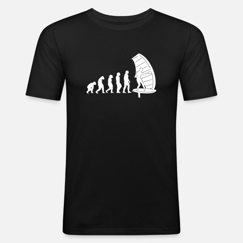 Wing Foiling Evolution - Männer Slim Fit T-Shirt - Schwarz