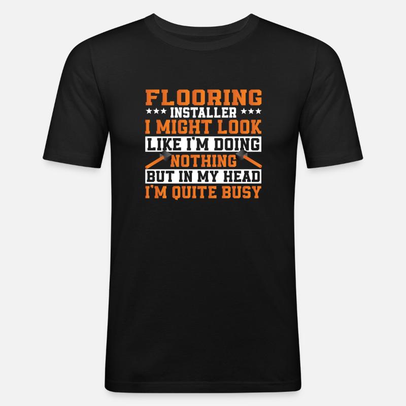 Lustiger Bodenleger Spruch - Männer Slim Fit T-Shirt - Schwarz