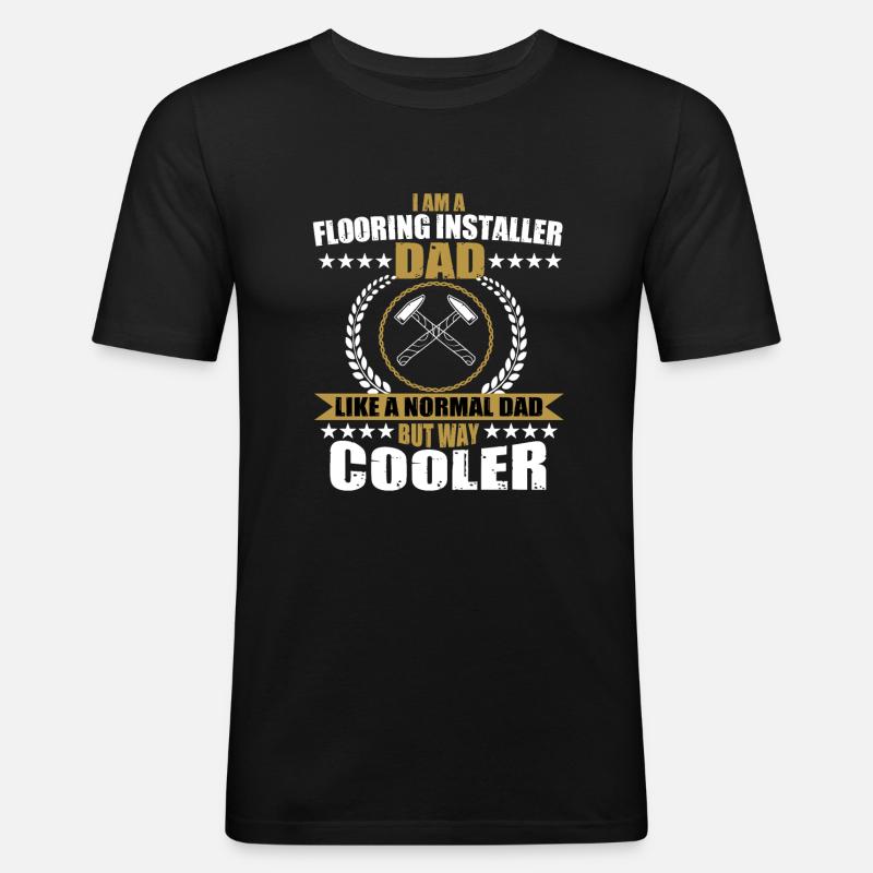 Bodenleger Papa - Männer Slim Fit T-Shirt - Schwarz