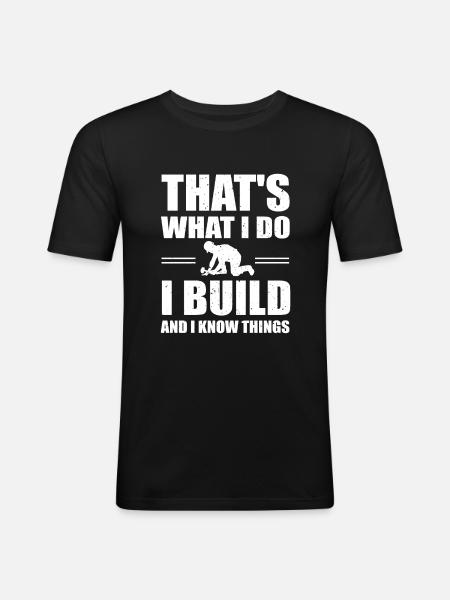 Funny construction worker motif - Men's Slim Fit T-Shirt - black