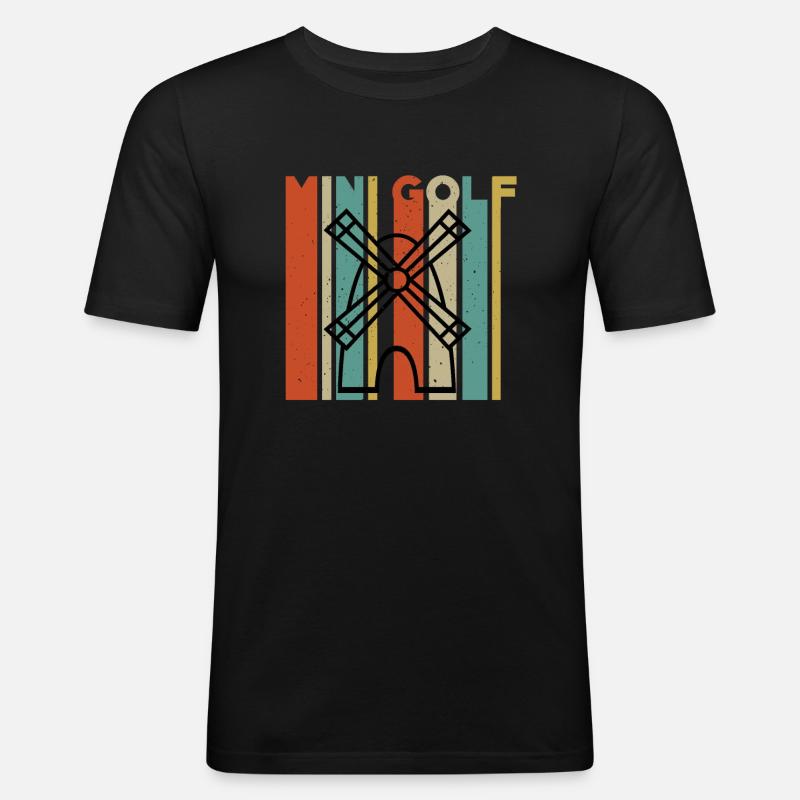 Minigolf Windmühle - Männer Slim Fit T-Shirt - Schwarz