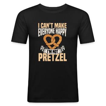 Lustiges Brezel Shirt - Männer Slim Fit T-Shirt - Schwarz - Vorne - Nik (191cm)